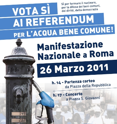 Referendum acqua e nucleare: in 300 mila a Roma